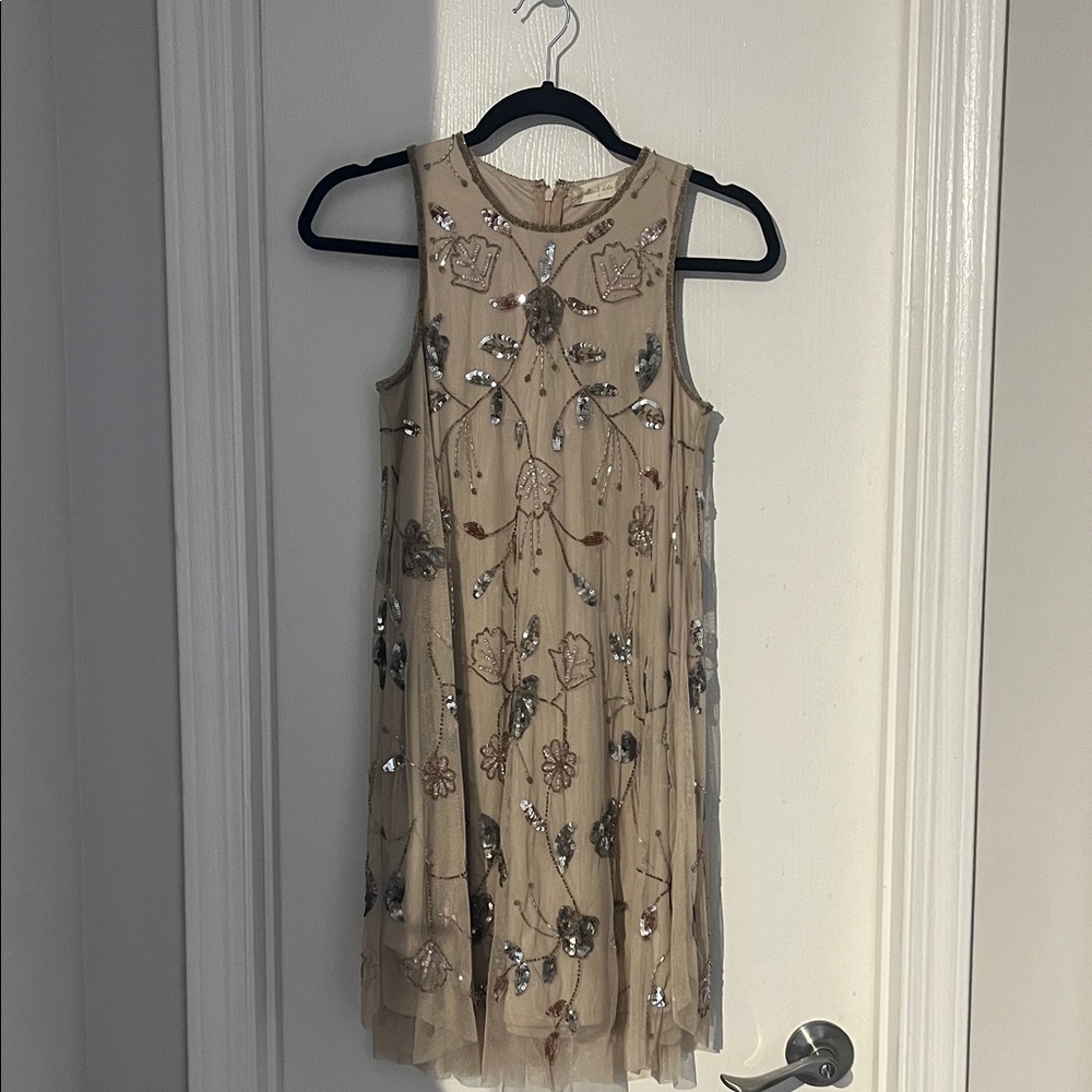 Altar'd State Embroidered Tan Mini Dress